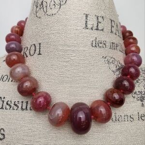 Pink Agate Crystal Stone Necklace